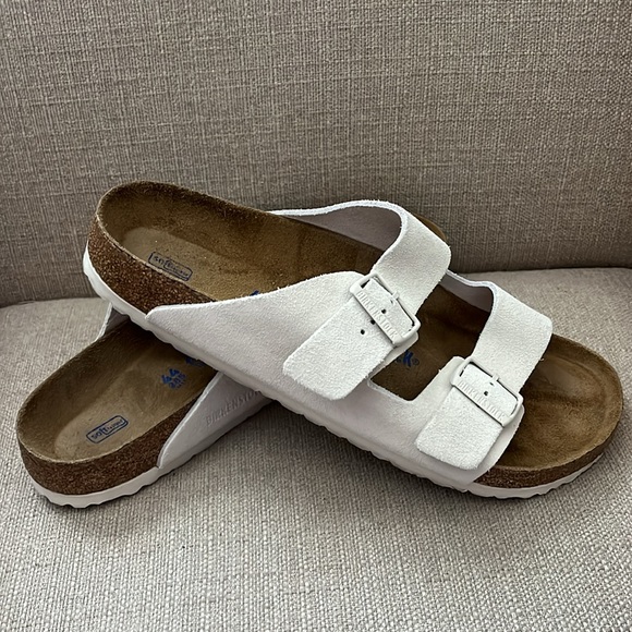 Birkenstock Arizona Slide Suede Leather Antique White Sandals Men’s Size 44 / 11 - Picture 5 of 8